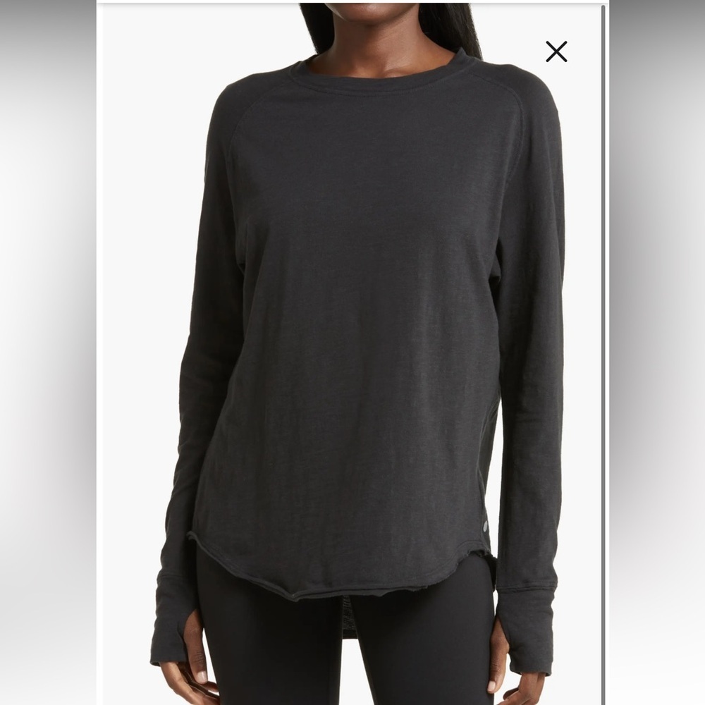 Zella Long Sleeve Crewneck Top - Charcoal Gray